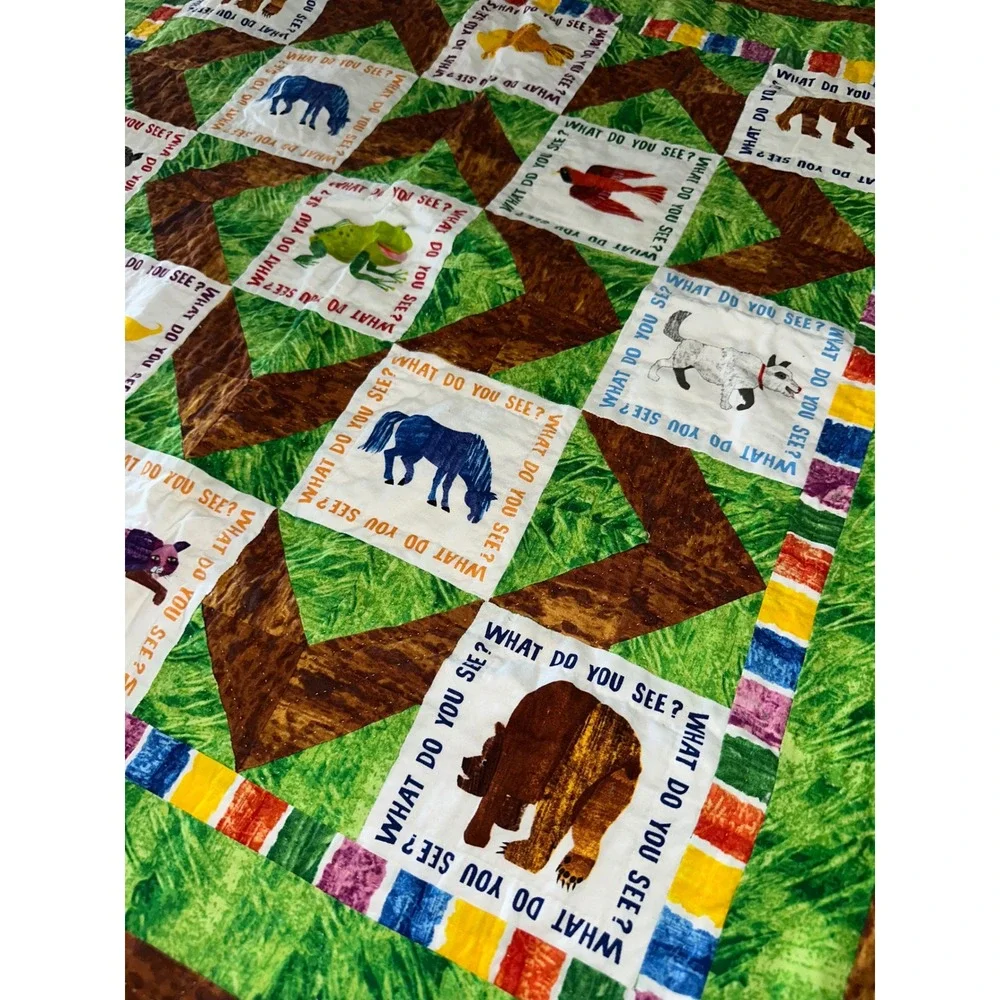 Brown Bear Kid's Themed Crib Blanket Homemade Reversible